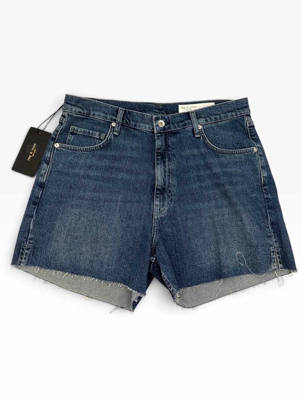 NWT rag & bone Retro Cut Off Denim Shorts Macon Blue Medium Wash Size 31